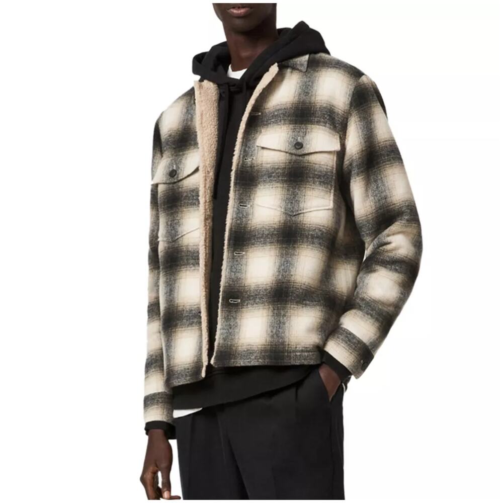 All SAINTS Lewes Check Shirt Jacket Sherpa Lined Size Large